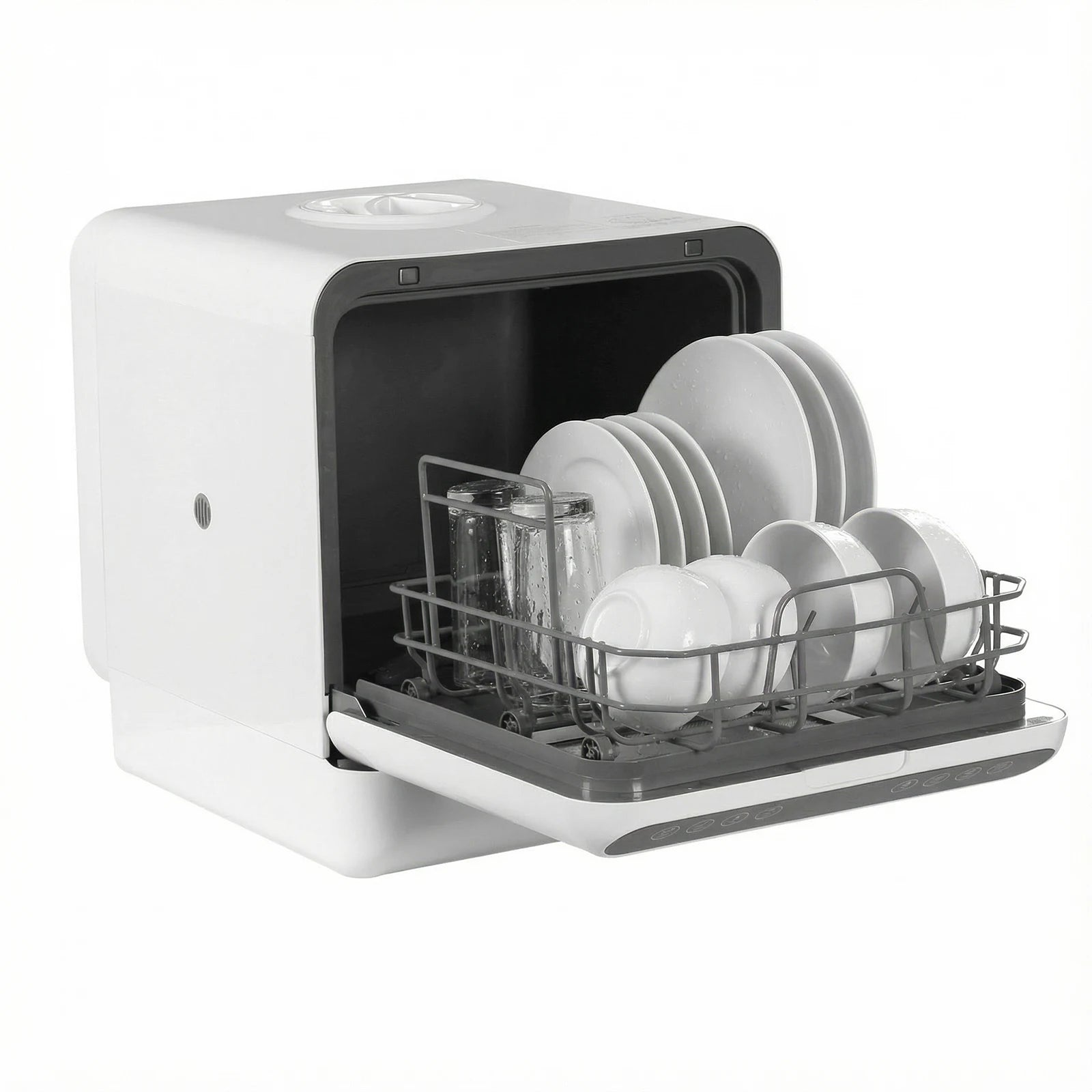 Countertop Dishwasher with 6L Built-in Water Tank Mini Dishwasher No Hookup Needed High-Temp& Air-Dry Function for Apartments