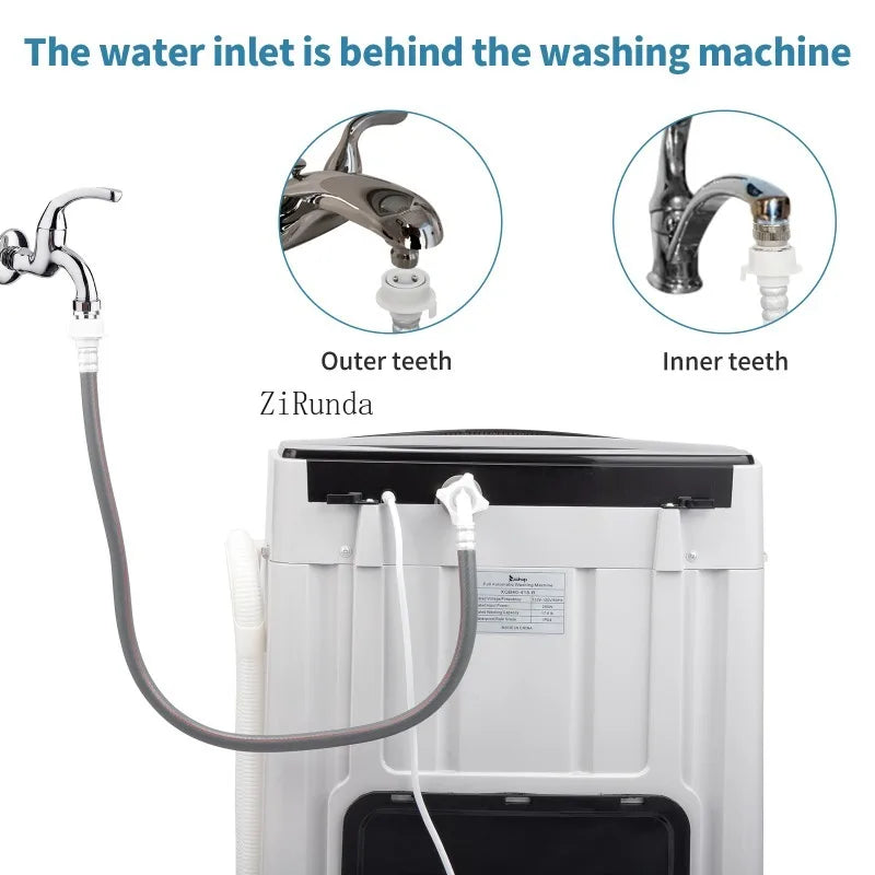 Full-Automatic Washing Machine Top Load Portable Compact Laundry Washer Spin with Drain Pump,10 programs 8 Water Level Selections with LED Display 17.8 Lbs Capacity, black
