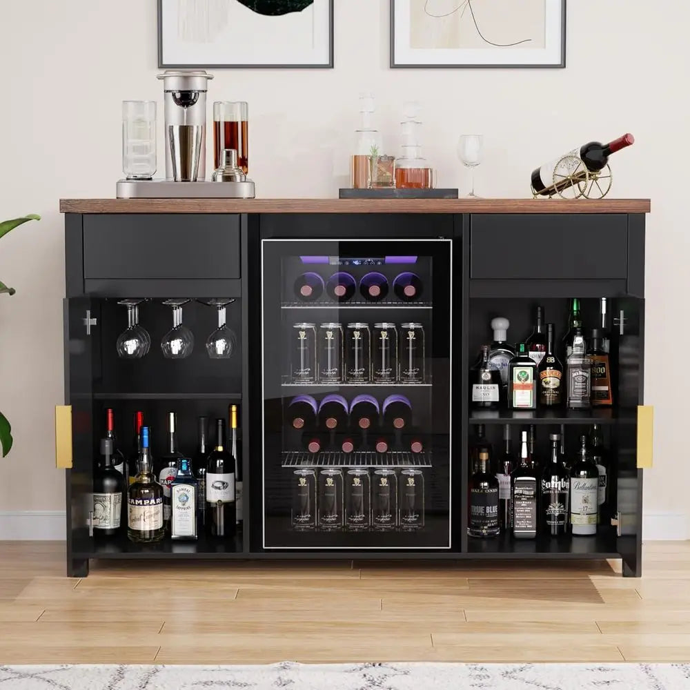 Large Coee Bar Cabinet with ridge Space, Mini ridge Cabinet with Wine Storage, Buet Sideboard Table or Home, luted ern Design,53