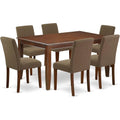 7-Piece Dining Set with 6 Linen Fabric Chairs, 36x60 Inch Rectangular Table