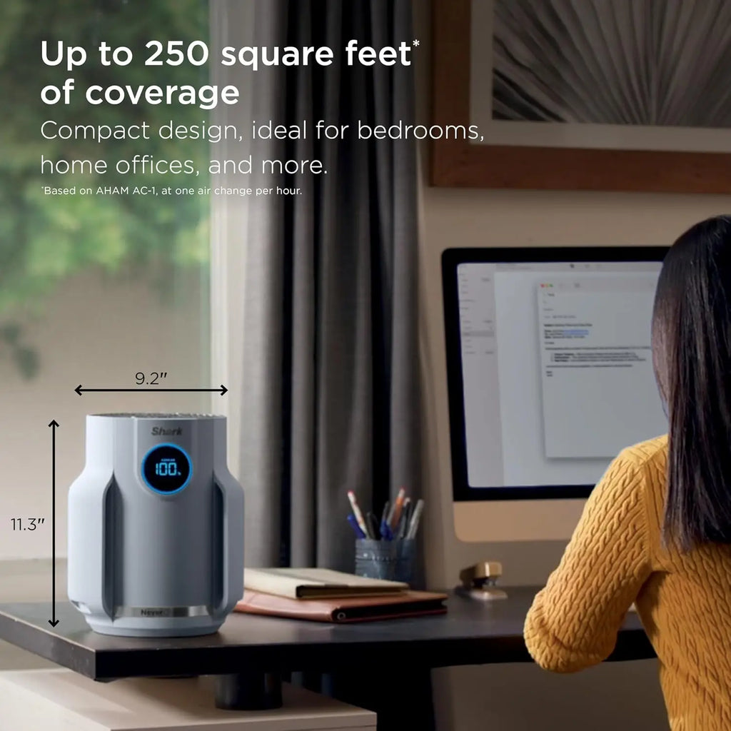 Compact Air Purifier for Bedroom, with Real-Time Air Quality Display, Captures Pet Dander, Dust, Smoke, Odor, for Home Office