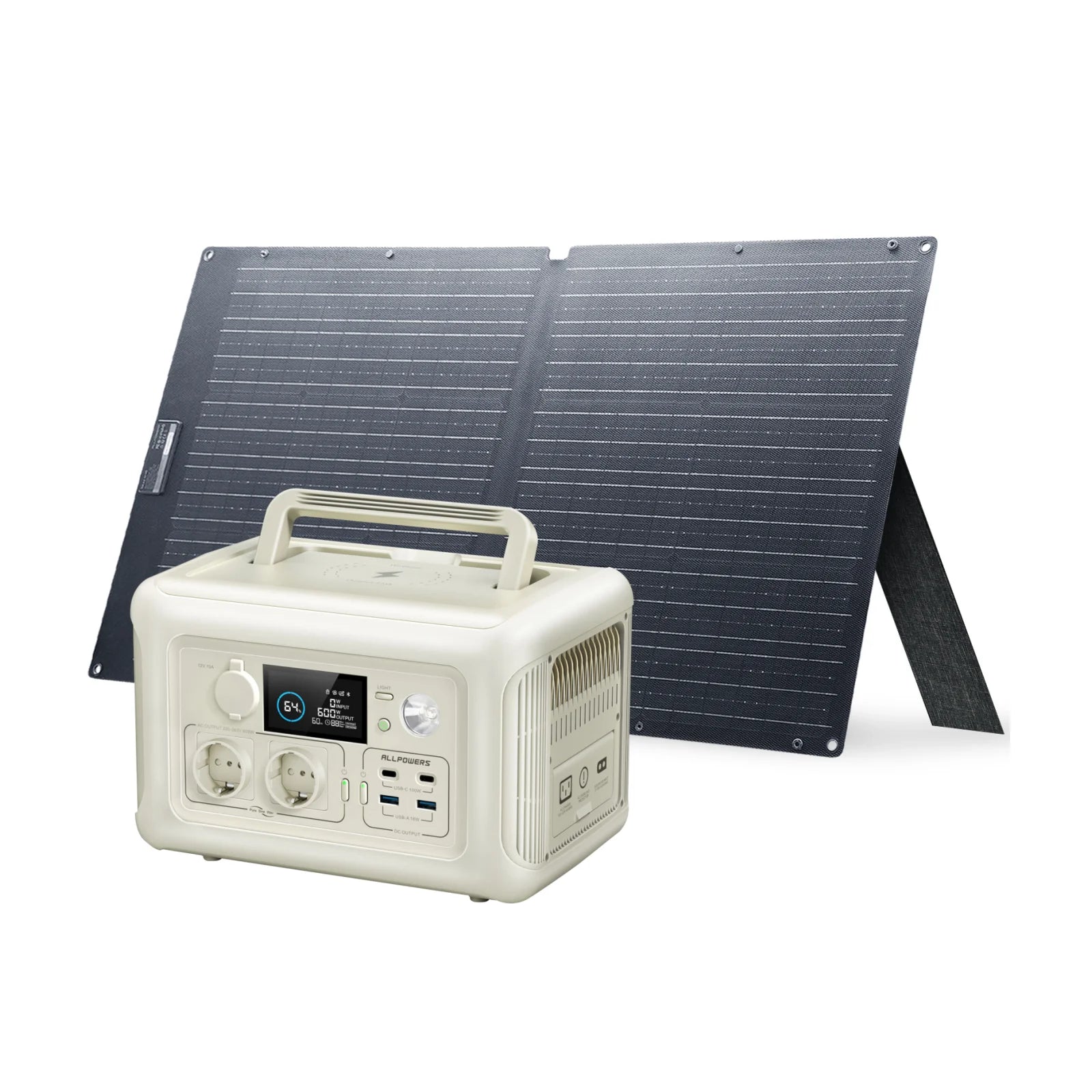 ALLPOWERS R600 Portable Power Station with Solar panel 100W , 600W 299Wh LiFePO4 Solar Generator UPS Battery Backup MPPT for RV