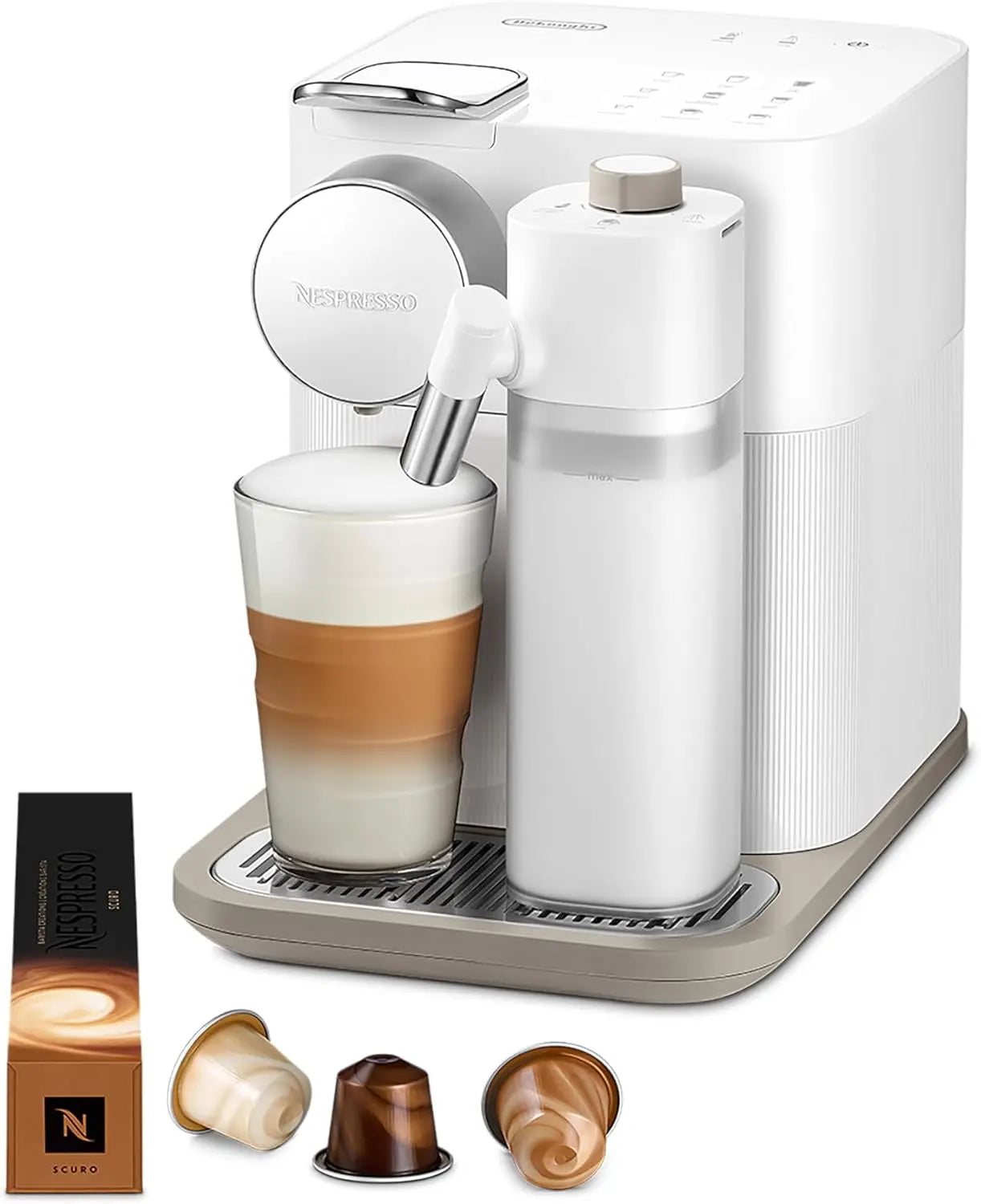 Authentic Delonghi Nespresso Gran Lattissima Automatic Coffee Machine Espresso Maker with Milk Frother for Home Office Use Original White New