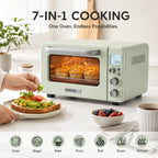 BUYDEEM T103 12QT Countertop Toaster Oven, Retro Mini Oven with 7 Cooking Modes, No Preheat Carbon Fiber Heating, LCD Temperature Control, Bake Broil Toast Bagel Pizza Reheat, Grill Rack Baking Tray