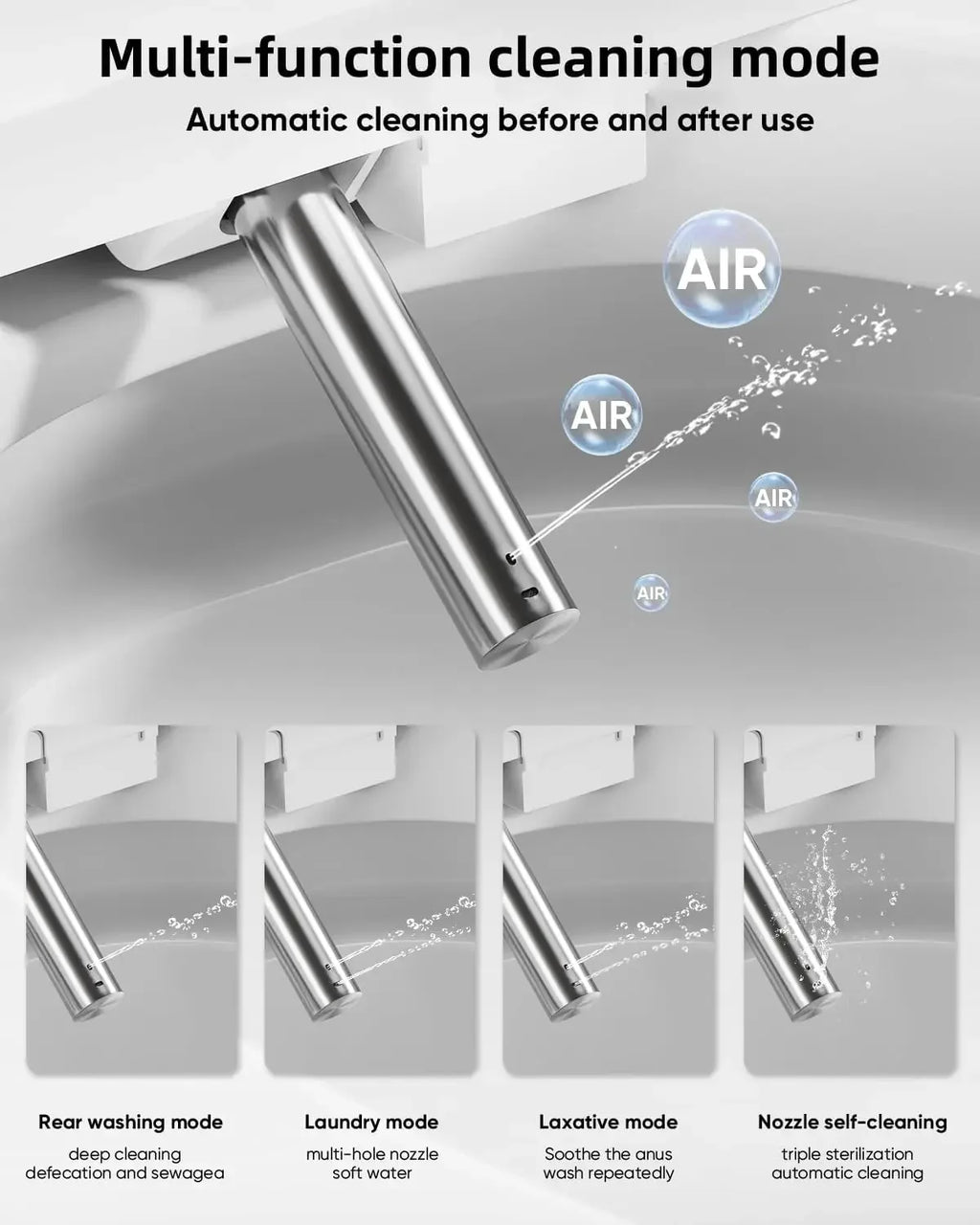 Smart Bidet Toilet with Warm Water Spray, Dryer, Auto Flush & Heated Seat, LED Display