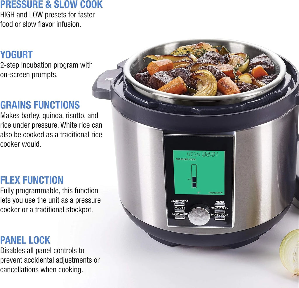 Electric Pressure Cooker Stainless Steel 6 Quart Slow Cook Rice Cook Steam All Seasons Universal Stainless Steel