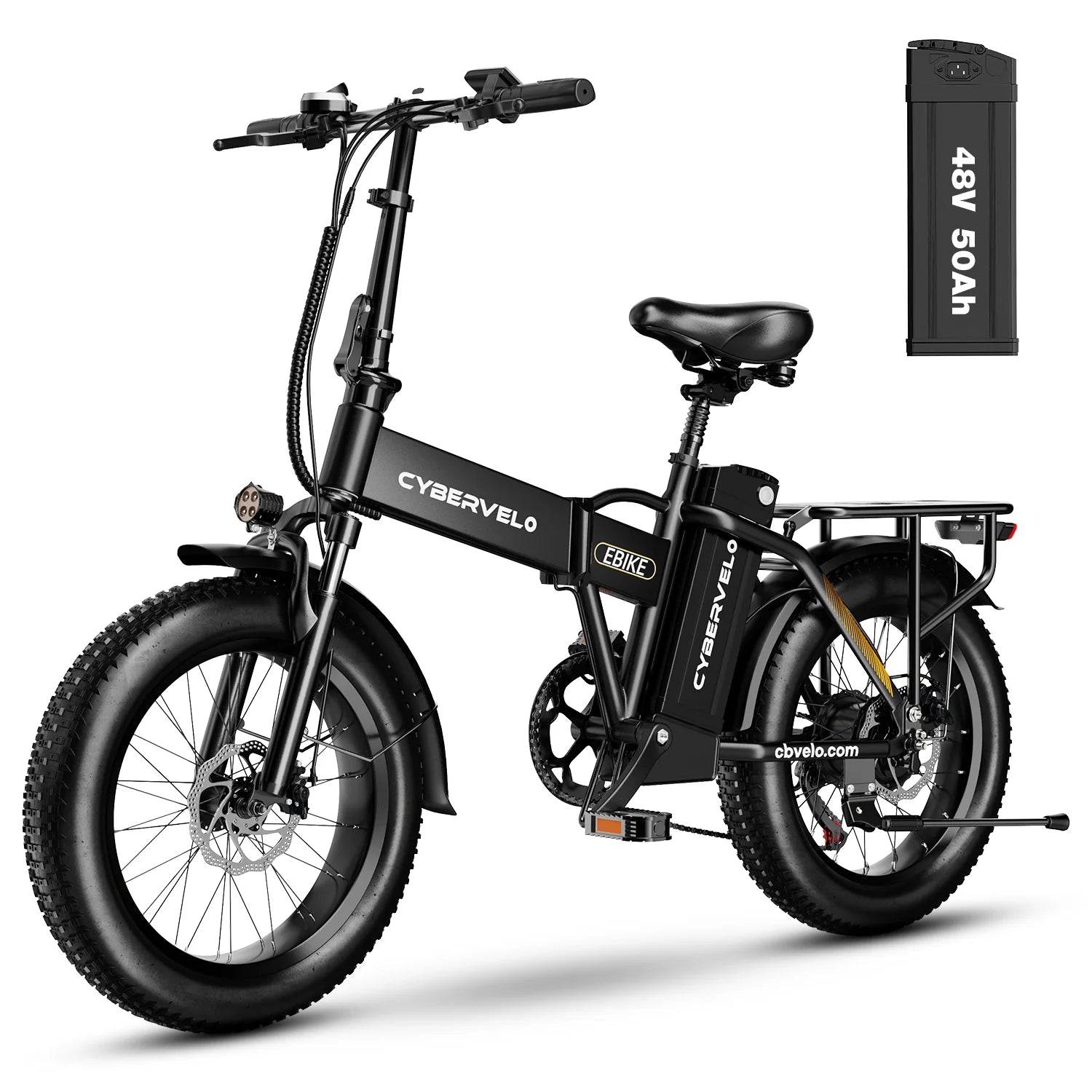 Cybervelo 1000W High-Speed Brushless Electric Bike 20 Inch Fat Tire Folding Design for Adults 48V Removable Battery up to 80 Miles Range Commuter E-Bicycle EK4