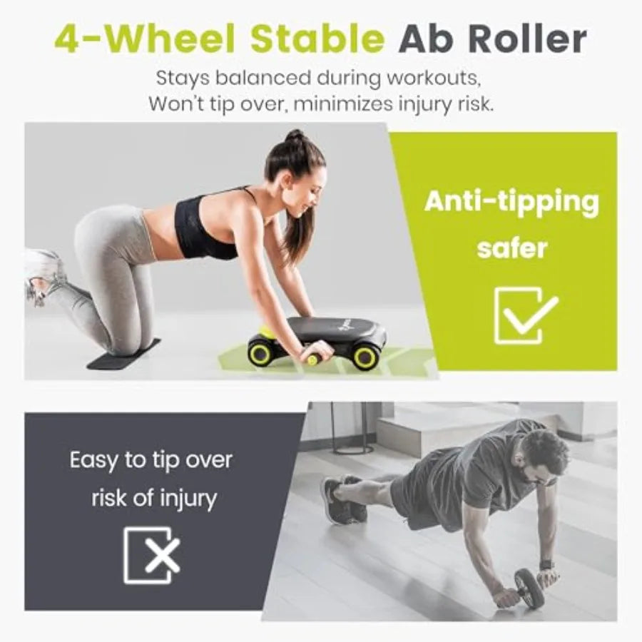Slide Fit, Ab Roller Board with 4 Wheels, Automatic Rebound Abdominal Wheel for Core Workout, Ab Exercise Equipment, Abdominal