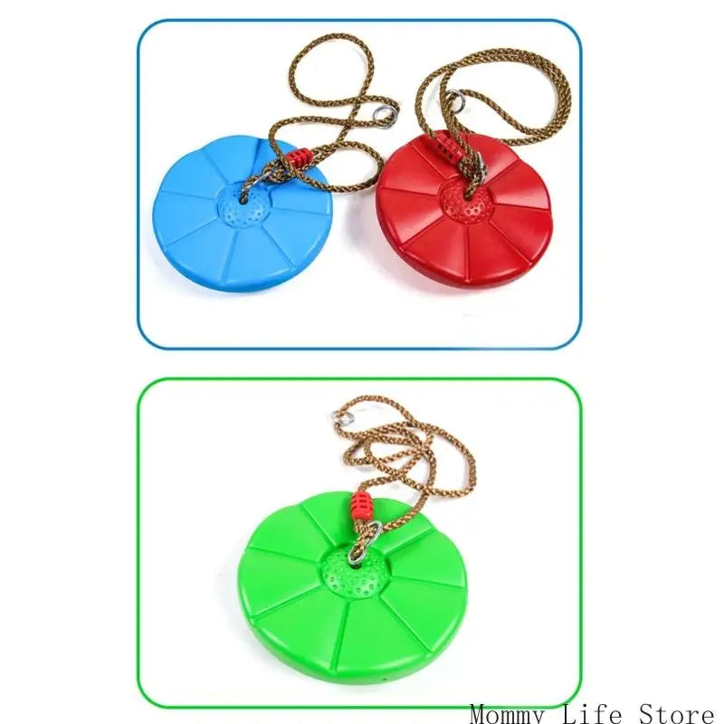 Rope Swing with Disc 30Cm/11.81Inch Round Platform and Thick Rope for Kids Yard Activity Toy Set
