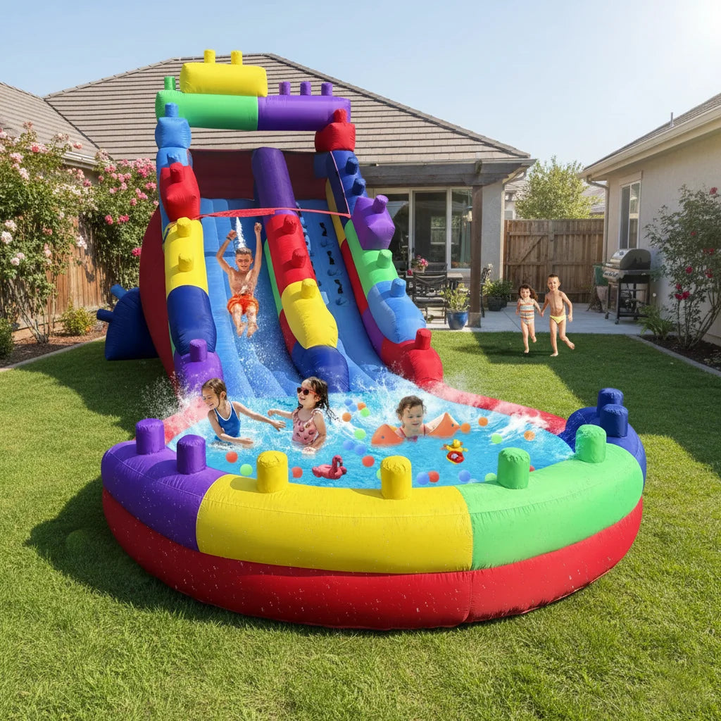 Giant Inflatable Water Slide For Kids Durable Oxford Cloth Summer Backyard Water Park With Splash Pool Children’s Summer Fun