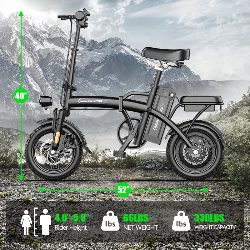 Electric Bike For Adults, Removable Lithium Battery, Brushless Motor 500W, Up To 19.9MPH Speed, Folding E-Bike for Adults, Lightweight and Suitable for Urban Commuting, Electric Bicycles The Best Choice for A Gift