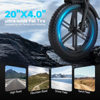 QNUT BK20 Adult Electric Bicycle 1500W 48V 18AH Battery 20" Fat Tire Electric Dirt Bike All-Terrain E-Bike off-road Mountain Bike E Bike