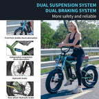 Freego 1400W Electric Bike 48V/22.5Ah Ebike 20  x 4.0 Fat Tires Electric Bicycle Removable Battery 34MPH & 43 Miles Long Range