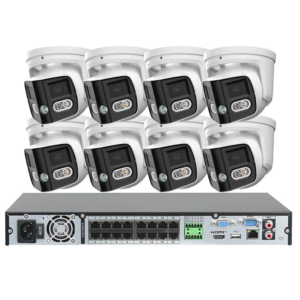 16CH NVR 8MP Dual Lens POE IP Camera Full Color Night Vision 180 Degree 4K Security Camera Outdoor Video Surveillance System