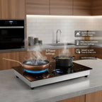 Double Induction Hob 24 Inch For Kitchen Countertop Apartment RV 1800W Dual Burner Touch Control Stove Built-in Cooktop 9 Power Levels Child Lock Timer Glass Surface