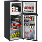 Small Fridge with Freezer, 4 Cu Ft Refrigerator with Reversible Doors, Black