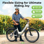 Cybervelo 1000W Peak 26" Electric Bike Adults 80Miles Removable Battery 7-Speed Ebike Beach Snow Commute E Bicycle for Men Women EK2
