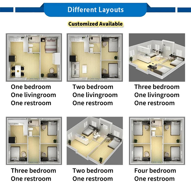 Customized Ready Made 3 Bedroom Prefabricated House Prefab Modular Homes Expandable Container House Tiny Houses