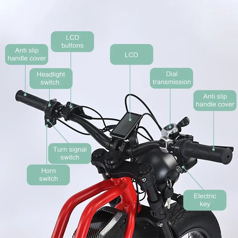 US Warehouse AKEZ  48V 1500W Fat Tire Off-Road Electric Bike with 18Ah Battery and Hydraulic Brakes