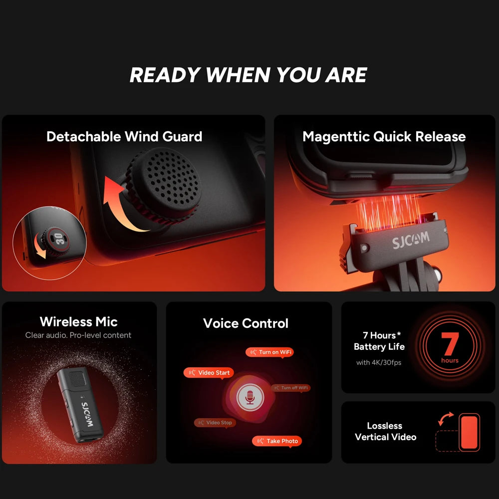 SJCAM SJ30 Full Set 8K Ultra HD 20FPS Anti-Shake Wifi Action Camera Day Night Lensesfor Wireless Microphone With SteadyMotion2.0