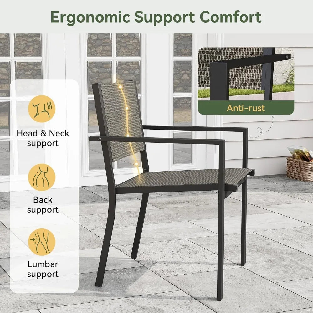 7-Piece Outdoor Dining Set for 6, Textilene Chairs & Metal Table, Perfect for Backyard, Garden, Poolside