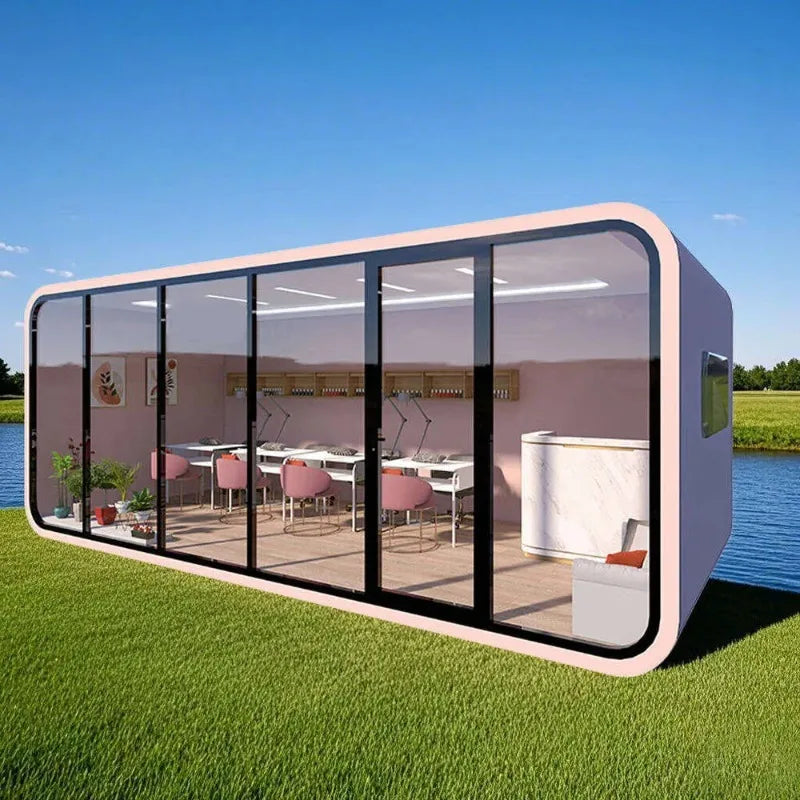 Luxury Apple Cabin Prefabricated Tiny House Modern Capsule Pod Portable Garden Office Outdoor Living Modular Glass Tiny Home