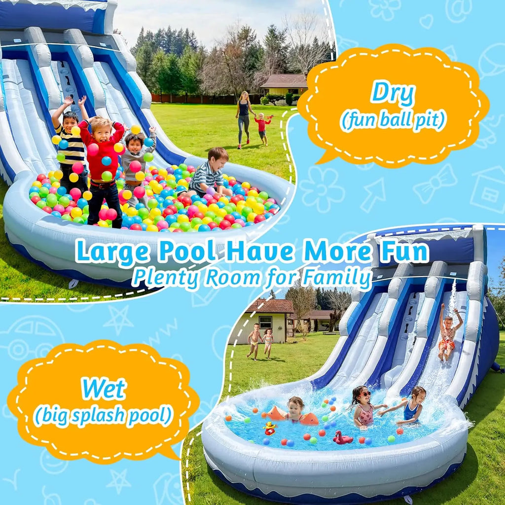 Blue White Grade Kids Inflatable Water Slides With Big Splash Water Pool Slide For Party Fun Backyard Summer Fun Kids Activities