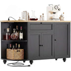 55 Coffee Bar with Outlet, Wine Rack Cabinet, Home Coffee Bar, Buffet Sideboard Storage for Kitchen, Dining, Living Rooms in Bla