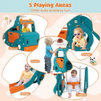 Toddler Swing and Slide Set with Basketball, Climber, and Tunnel - Outdoor Playground Equipment for Kids