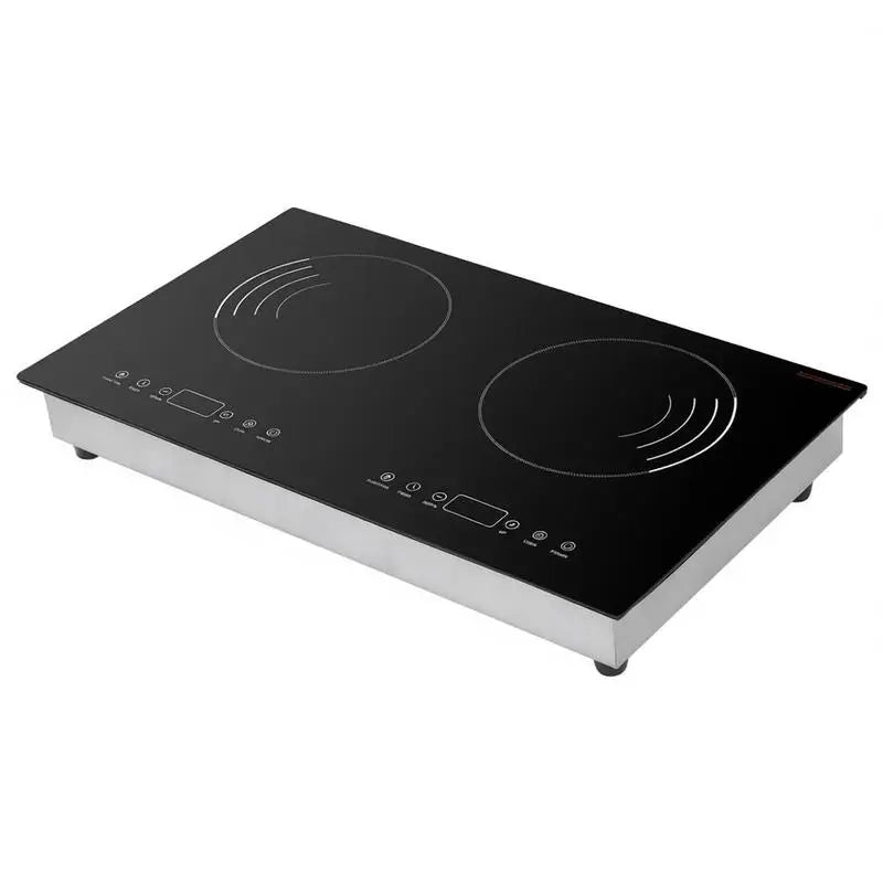 Double Induction Hob 24 Inch For Kitchen Countertop Apartment RV 1800W Dual Burner Touch Control Stove Built-in Cooktop 9 Power Levels Child Lock Timer Glass Surface
