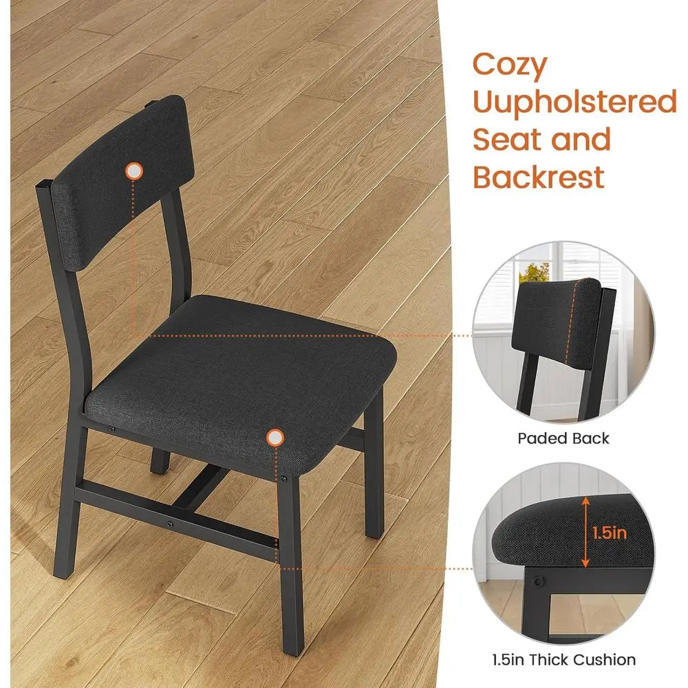 Black 63 Extendable Dining Table Set for 4-6 with Cushioned Chairs, Suitable for Small Spaces