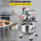 20QT Stainless Steel Stand Mixer with Meat Grinder Attachment – 1100W Dual-Function Kitchen Appliance, Includes Dough Hook, Whisk & Beater, 3 Adjustable Speeds for Baking, Mixing & Grinding