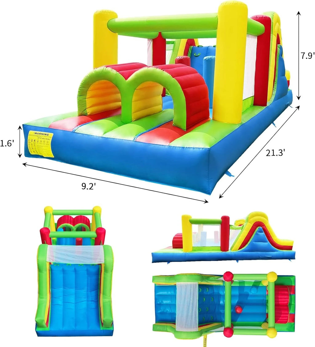 Inflatable Obstacle Course Bounce House Castle with Slides Bounce Area and Obstacles Inflatable Jumping Castle with Blower