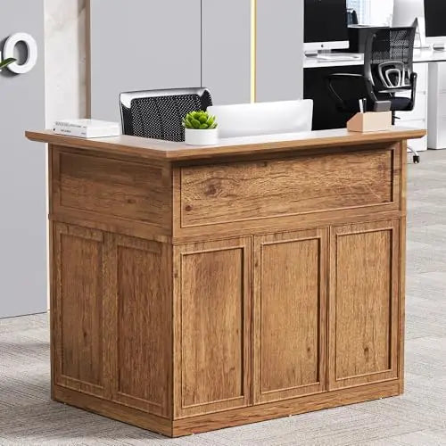 Wooden L-Shape Corner Bar Cabinet With 4-Tier Storage For Liquor And Wine, Home Pub Beverage Station