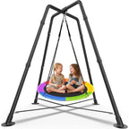 35" Swing Set with Stand, 32mm Steel Frame, X-Base, 330lbs Capacity, Suitable for Both Indoor and Outdoor Use