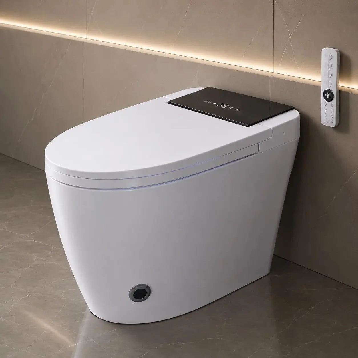 Smart Toilet with Bidet Built In, Heated Seat & Dual Auto Flush, Foot Sensor, Tankless Electric Toilet with Warm Water Wash, Air Dryer, LED Display