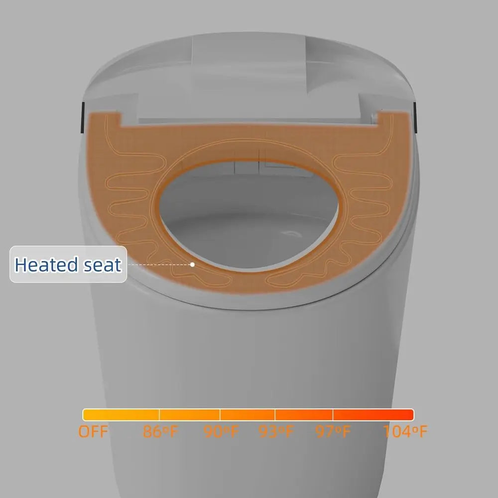 Smart Integrated Toilet with Bidet Function, Heated Seat, Remote Control, Foot & Side Button Flush, Arc-Shape Spray Wand (4 Clea