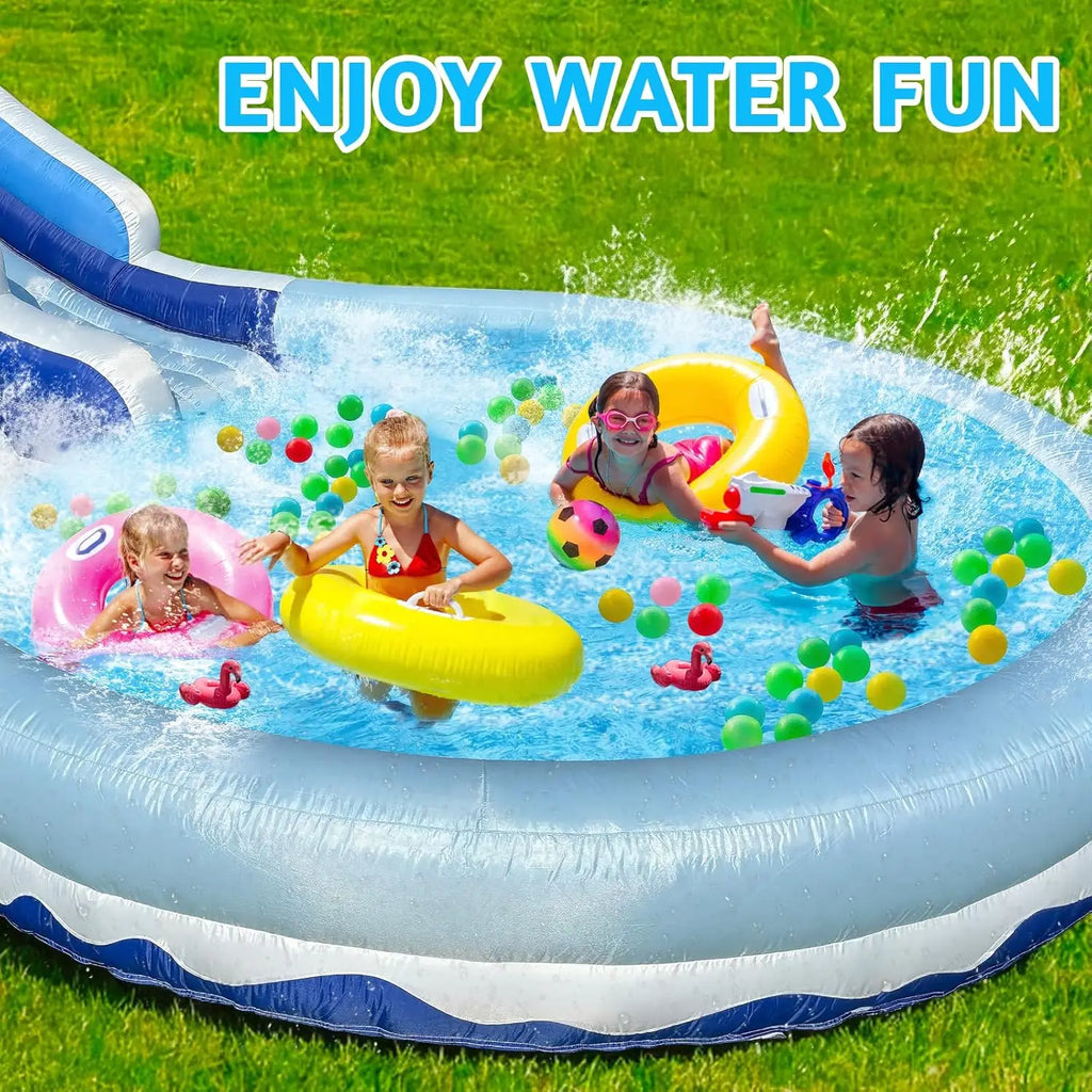 Blue White Grade Kids Inflatable Water Slides With Big Splash Water Pool Slide For Party Fun Backyard Summer Fun Kids Activities
