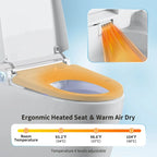 Smart One-Piece Bidet Toilet with Auto Flush, Heated Seat, Warm Water, Dry Function, Adjustable Temperature, Remote Control