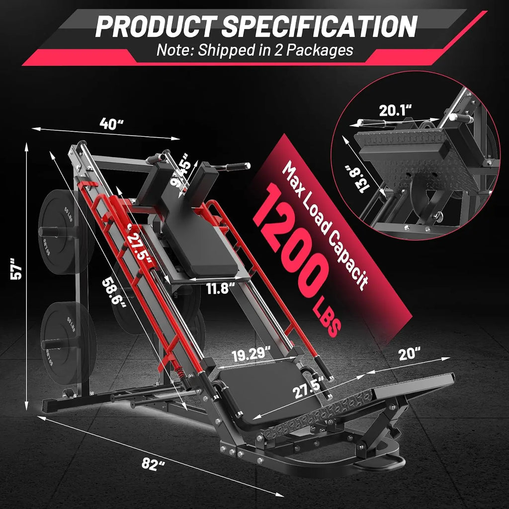 Garvee Leg Press Hack Squat Machine, 2 in 1 Leg Press Machine for Home Gym with Linear Bearing, Specialty Hack Squat Machine with Calf Block for Full Lower Body Workout