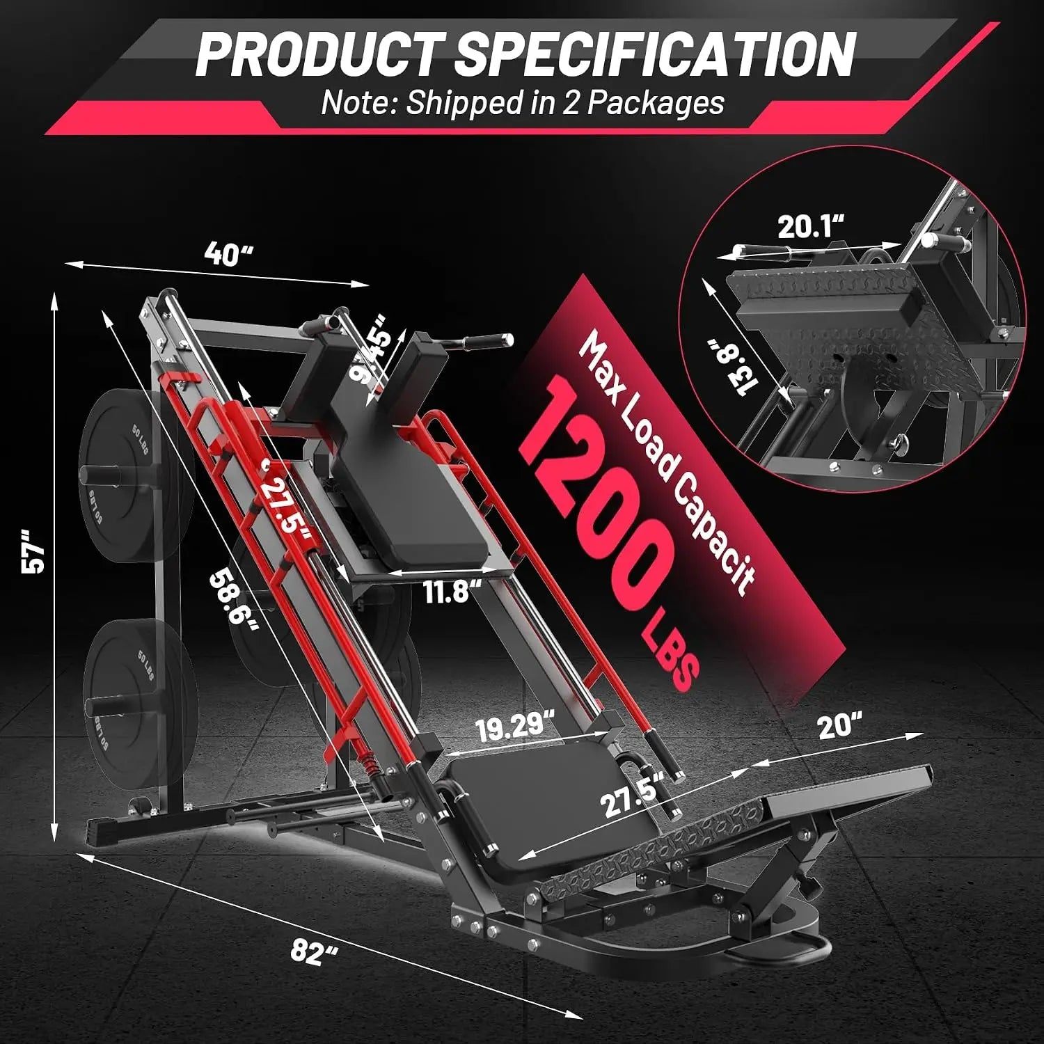 Garvee Leg Press Hack Squat Machine, 2 in 1 Leg Press Machine for Home Gym with Linear Bearing, Specialty Hack Squat Machine with Calf Block for Full Lower Body Workout