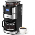 10-Cup Drip Coffee Maker with Built-in Burr Grinder & Programmable Timer, 1.5L Water Tank, Auto Keep-Warm, Reusable Filter - Fre