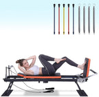 Foldable Pilates Reformer Machine, Studio Grade Pilates Equipment For Home Use and Gym Workout, Core Strength Training Fitness Station With Jump Board For Advanced And Beginner Users, Gray