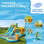 16ft Inflatable Water Slide Park for Kids, Heavy Duty Blow Up Water Bounce House, Backyard Inflatable Water Play Center with 620W Blower, Water Hose Kit, Ground Stakes & Storage Bag