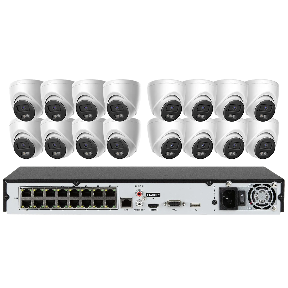 Hikvision 16ch POE Acusense NVR 4K IP Security Camera System Surveillance DS-7616NI-Q2-16P with DS-2CD1383G2-LIUF Indoor Outdoor