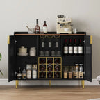 48 Wine Bar Cabinet with Luted Texture, Sideboard with Wine Rack and Glass Holder, Liquor Coffee Station with Storage for Kitche