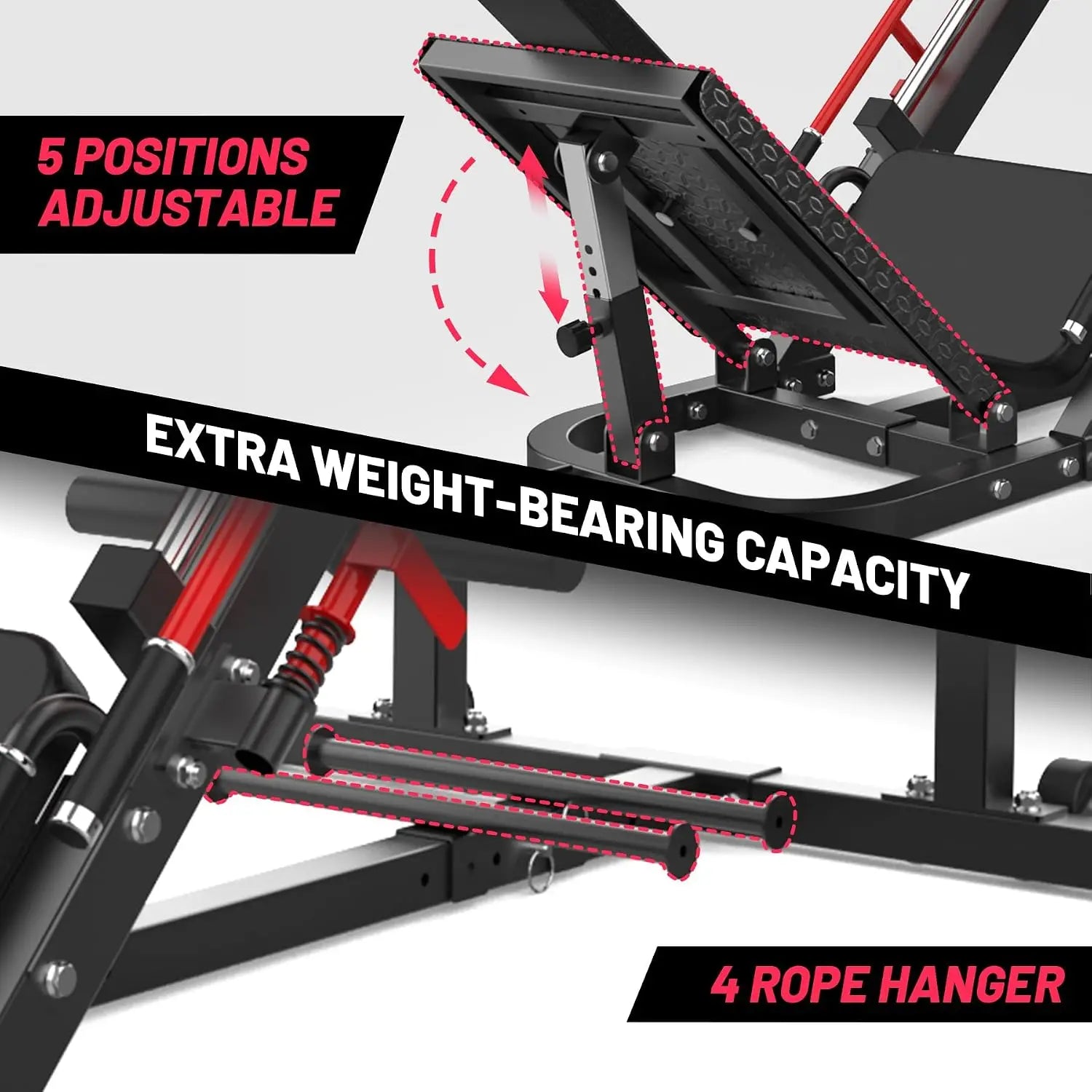 Garvee Leg Press Hack Squat Machine, 2 in 1 Leg Press Machine for Home Gym with Linear Bearing, Specialty Hack Squat Machine with Calf Block for Full Lower Body Workout