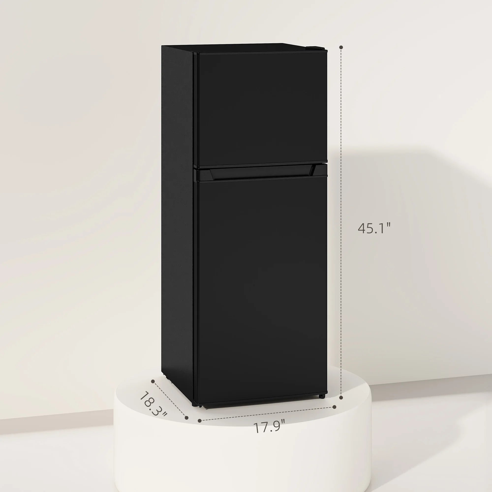 Small Fridge with Freezer, 4 Cu Ft Refrigerator with Reversible Doors, Black