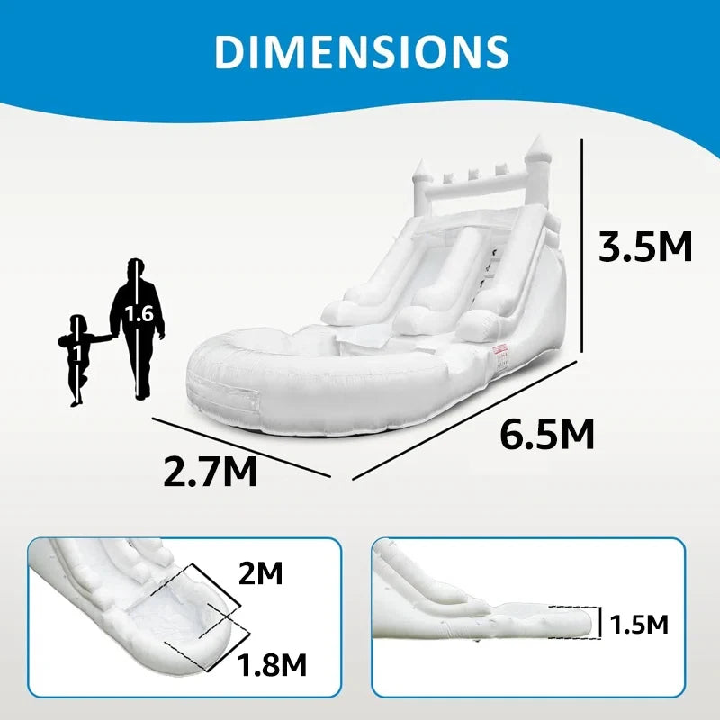 White Big Commercial PVC Inflatable Water Slide For Kids With Big Splash Pool Backyard Water Slide And Swimming Pool Summer Fun