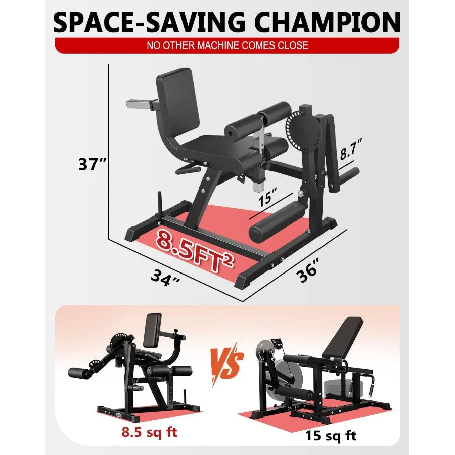 Leg Extension and Curl Machine, Lower Body Special Leg Machine, Adjustable Leg Exercise Bench with Plate Loaded